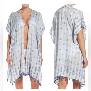 Caslon kimono blue and white swim cover up, one size